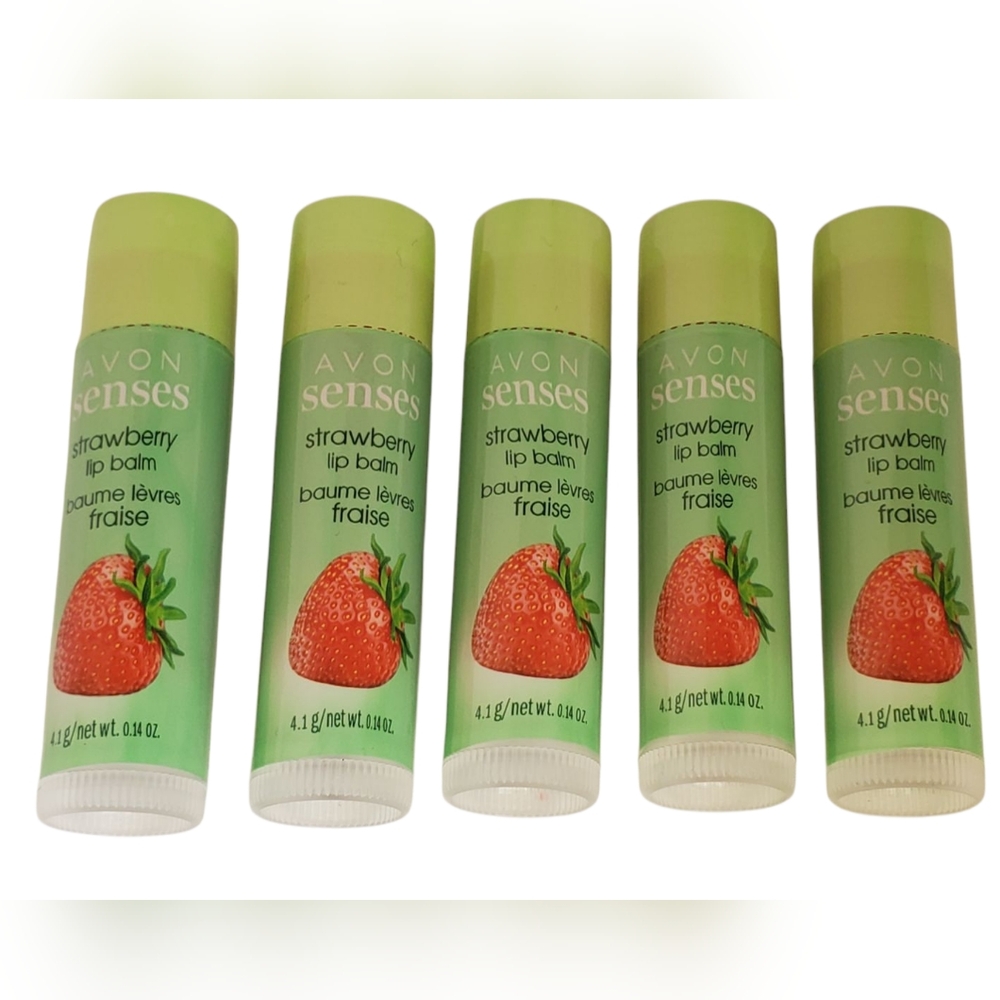 Strawberry Lip Balm Lot of 5 Avon Senses